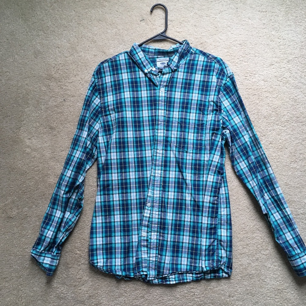 Blue plaid button down